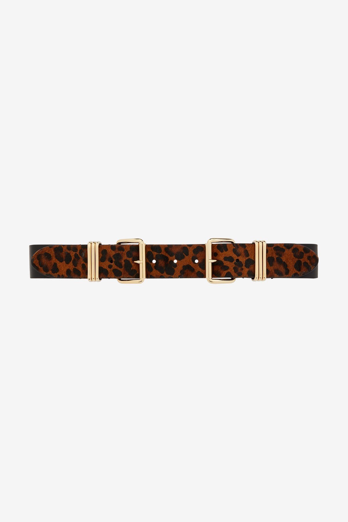 Leather belt with animal print's effect