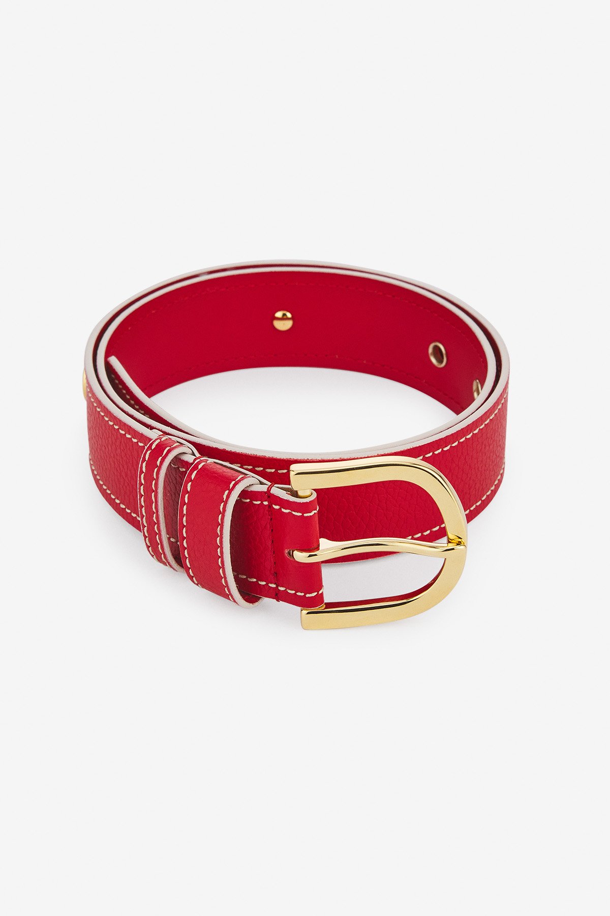 Leather belt with saddle stitches