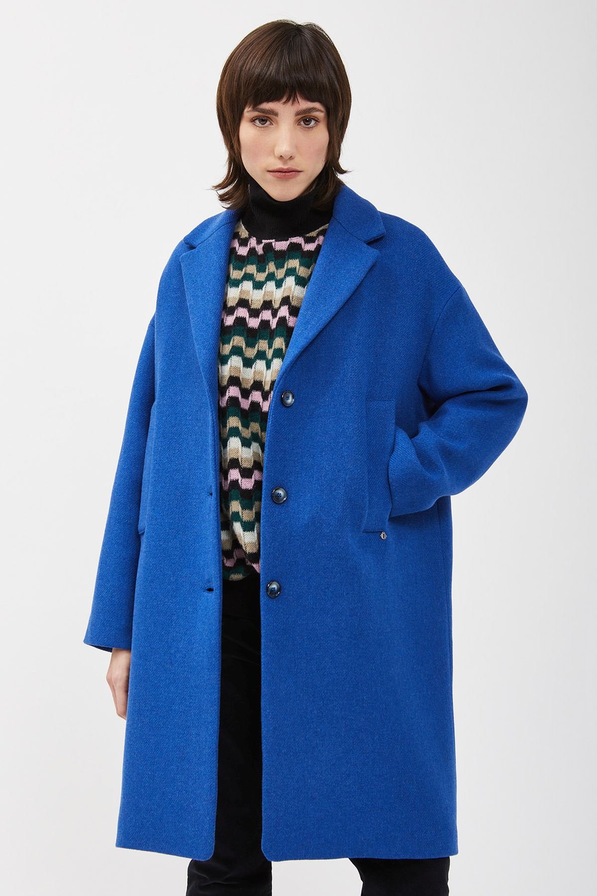 Wool-blend midi coat