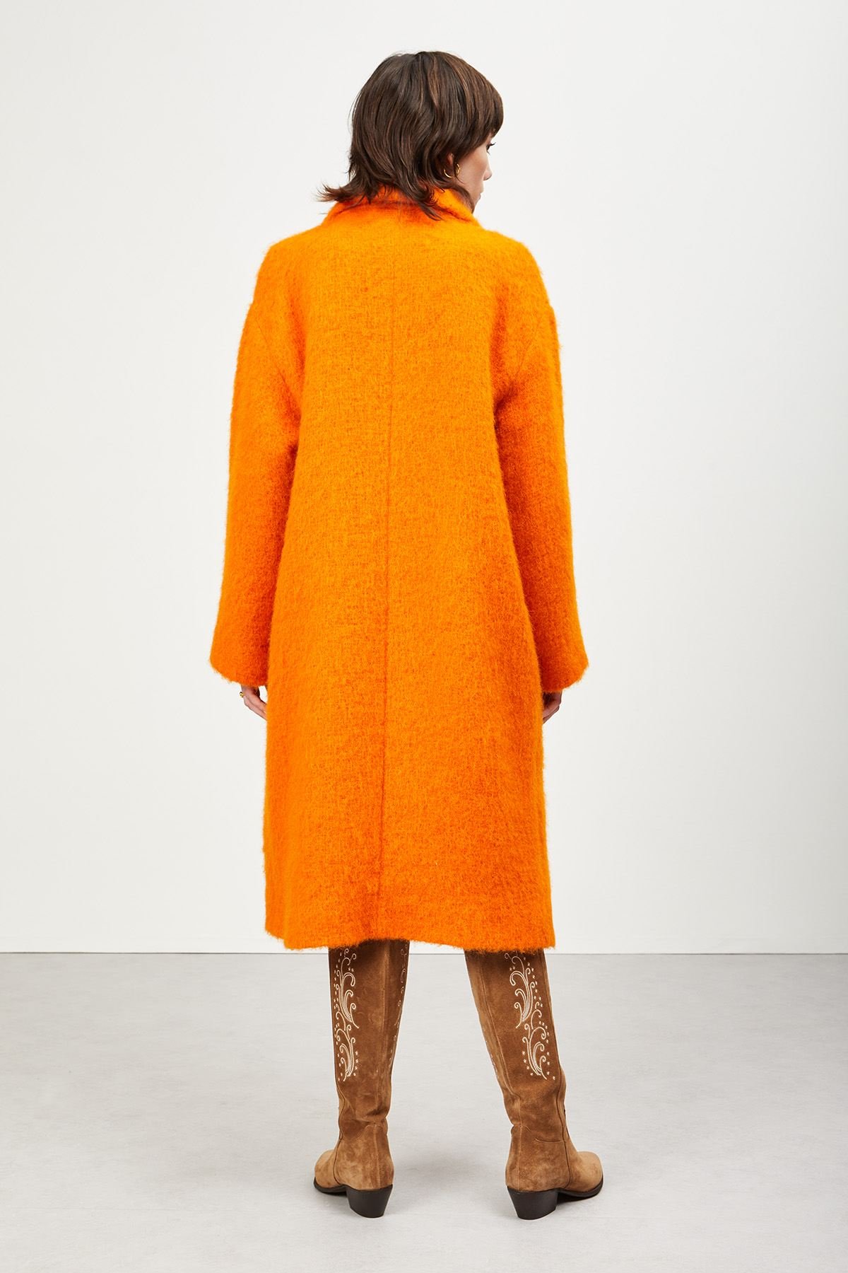 Wool-blend and mohair coat