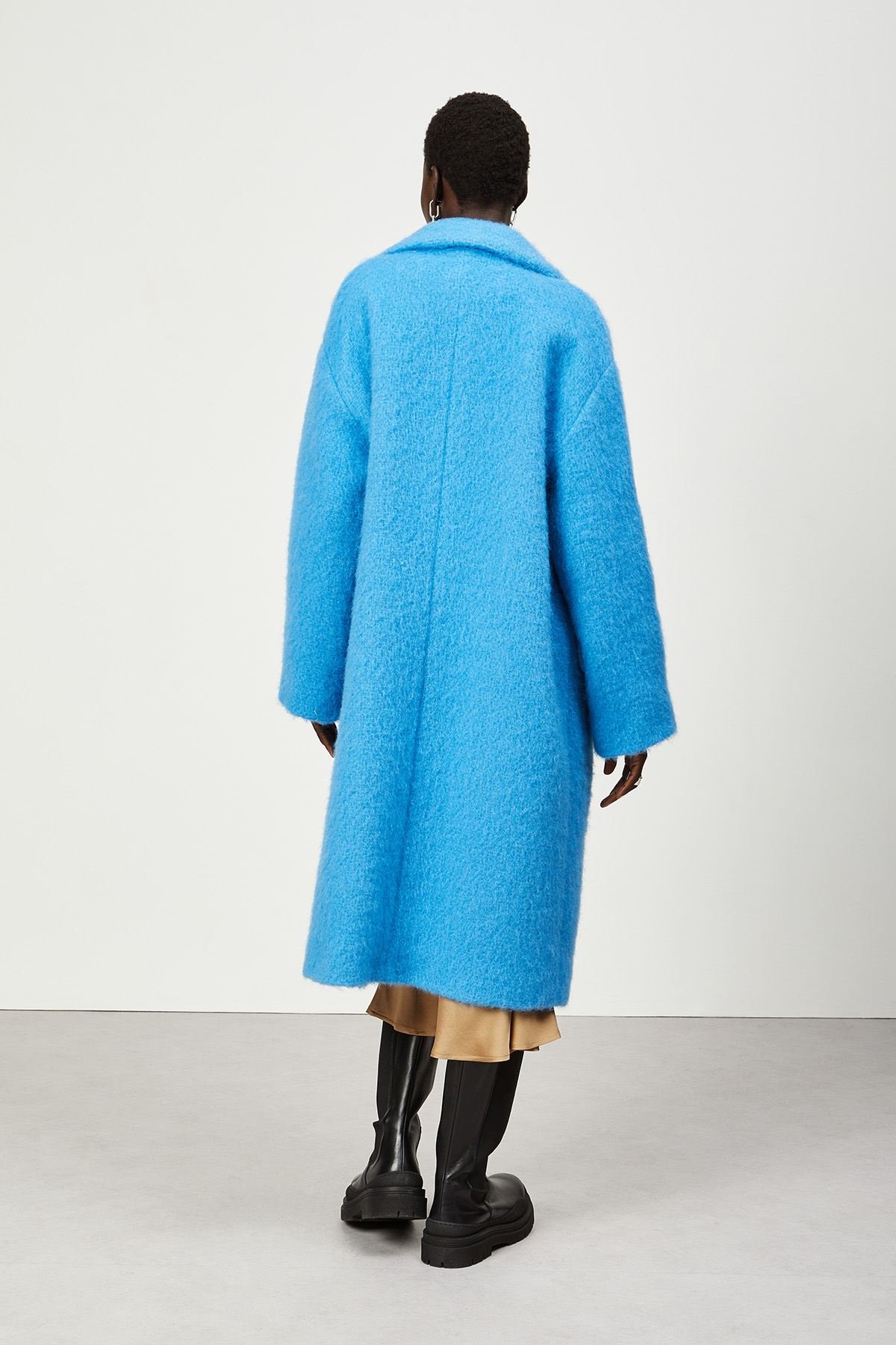 Wool-blend and mohair coat