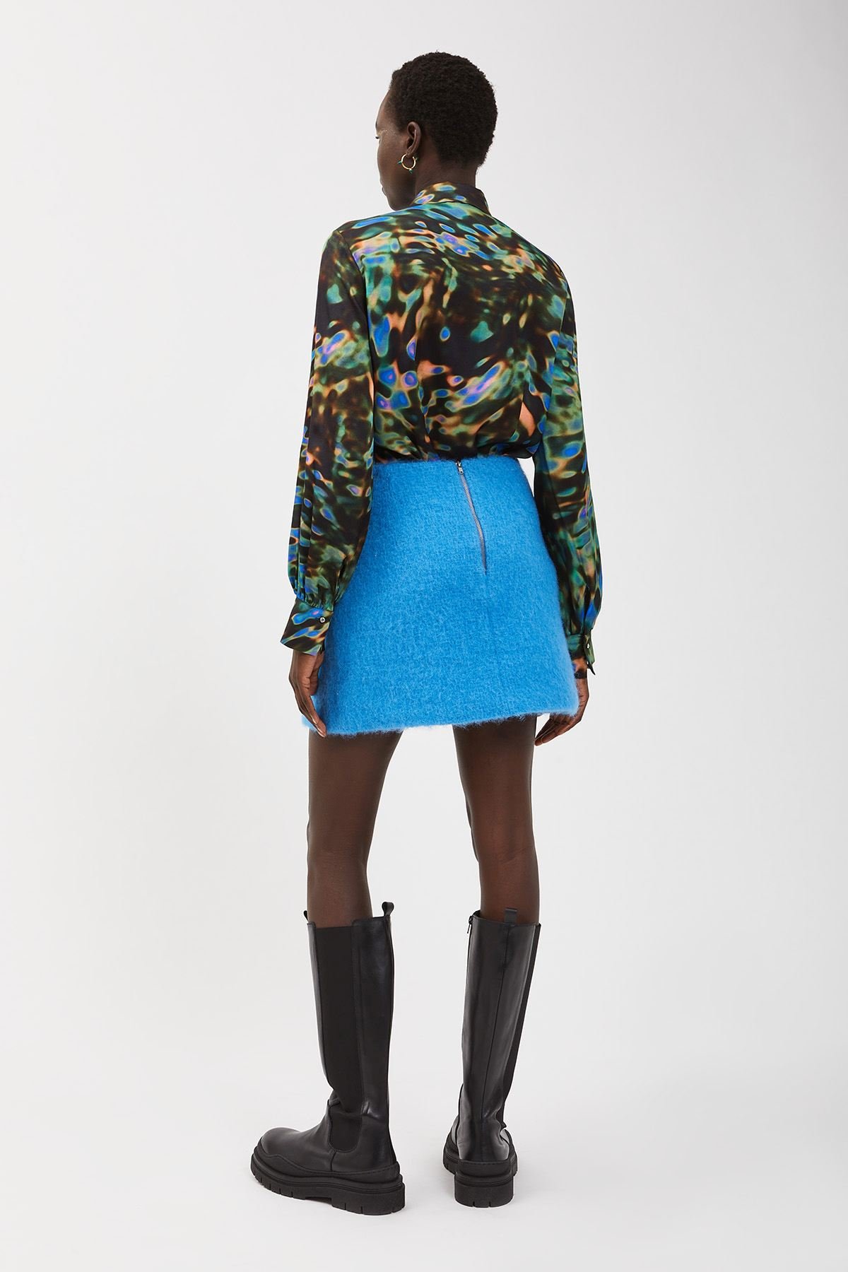 Wool-blend short skirt