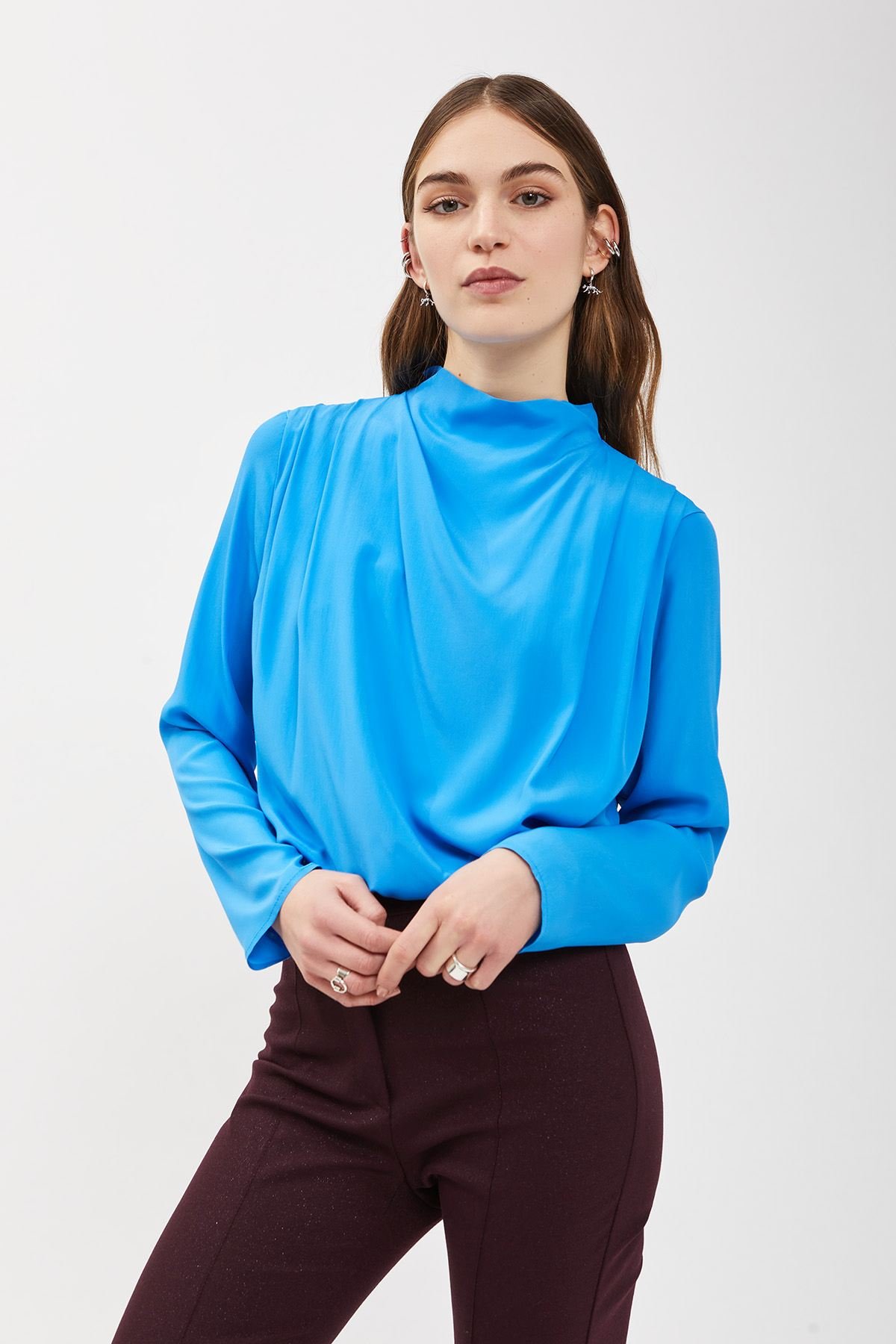 Silk-blend fluid blouse