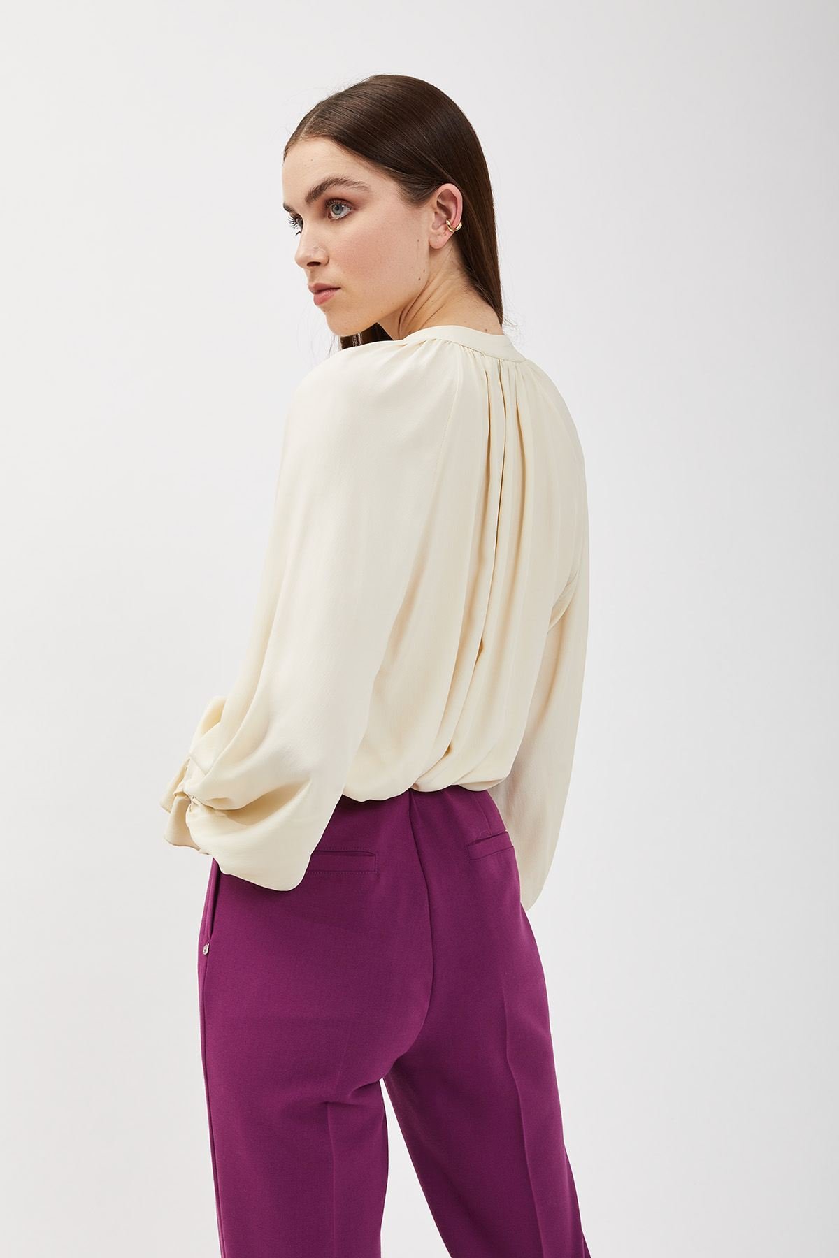 Silk-blend blouse with ruffles