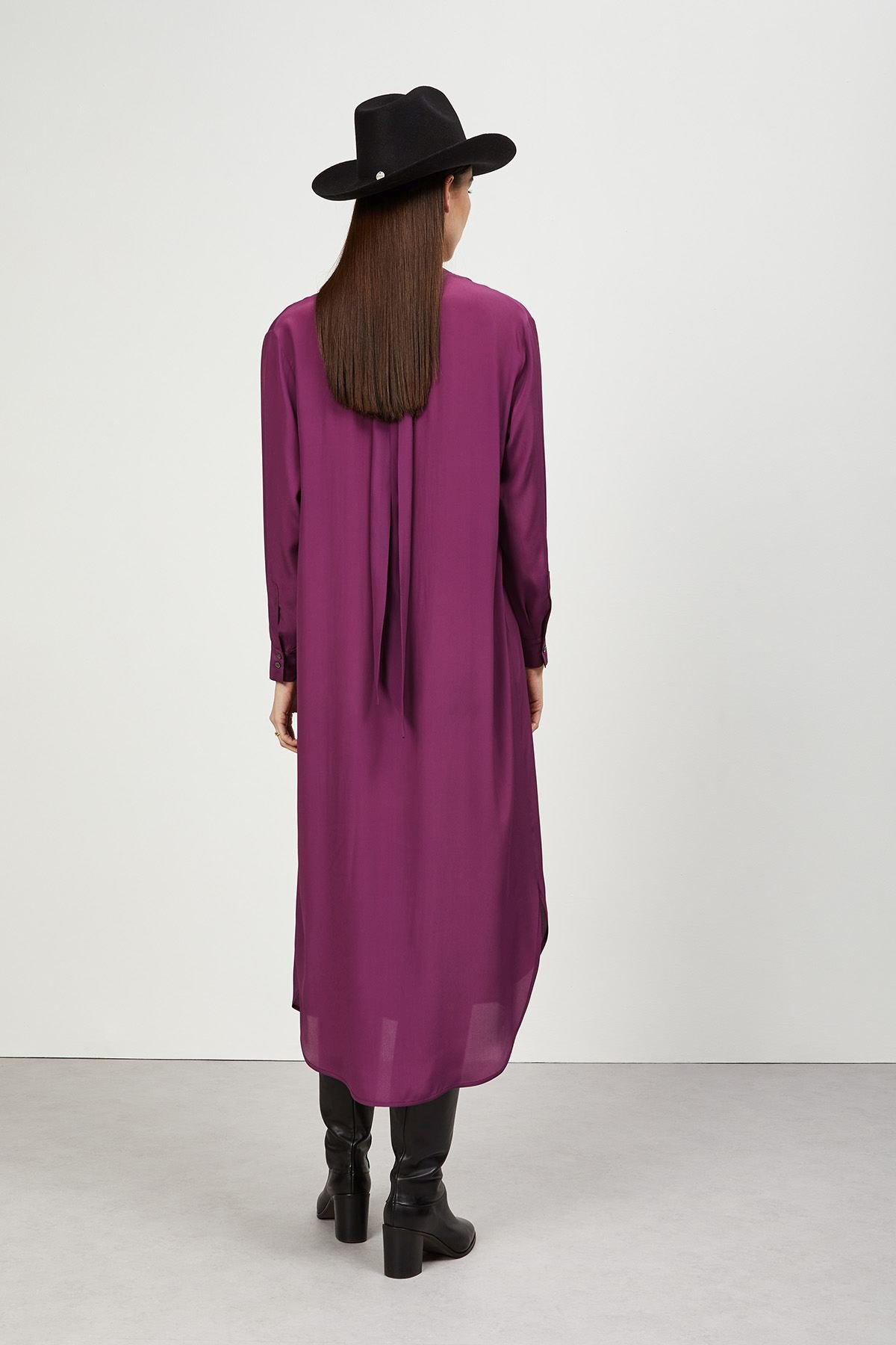 Silk-blend midi dress with belt