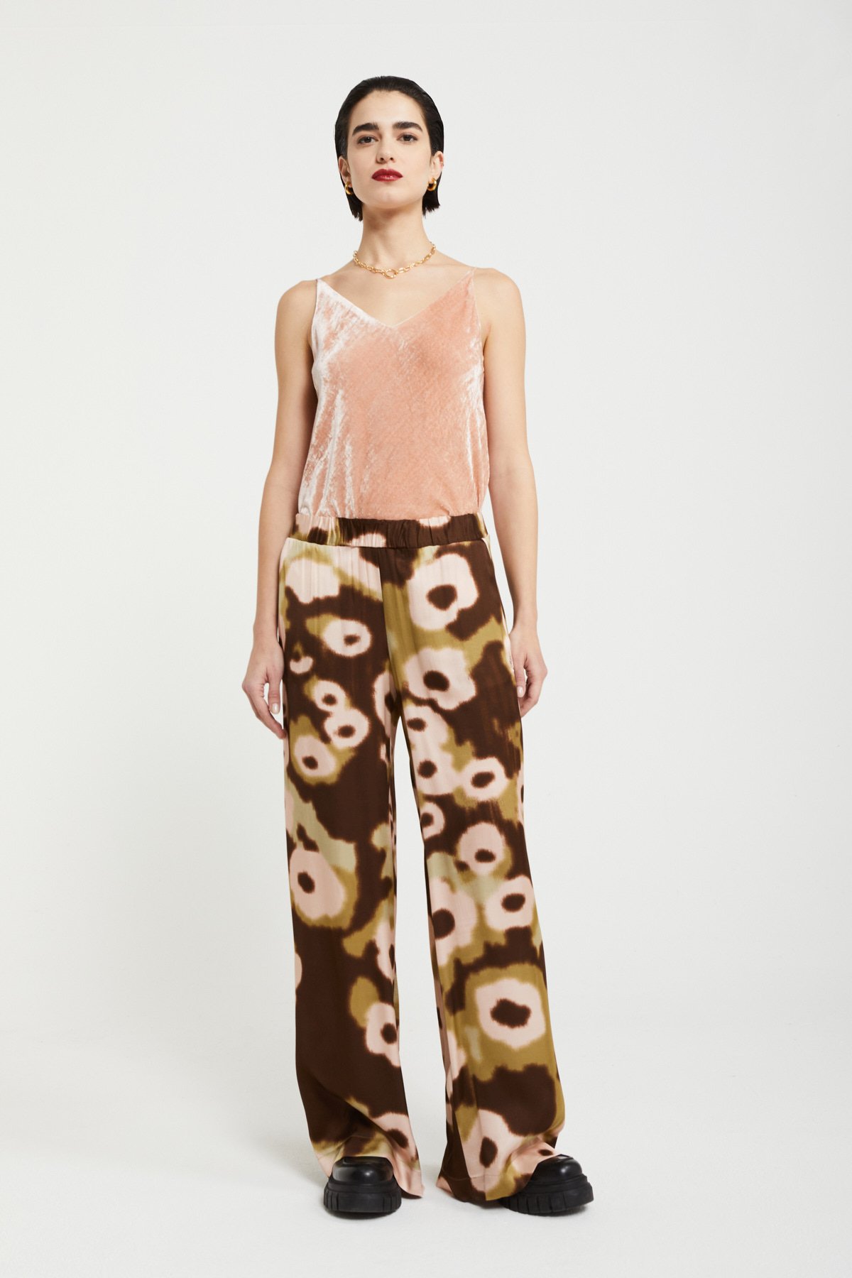 Printed viscose trousers