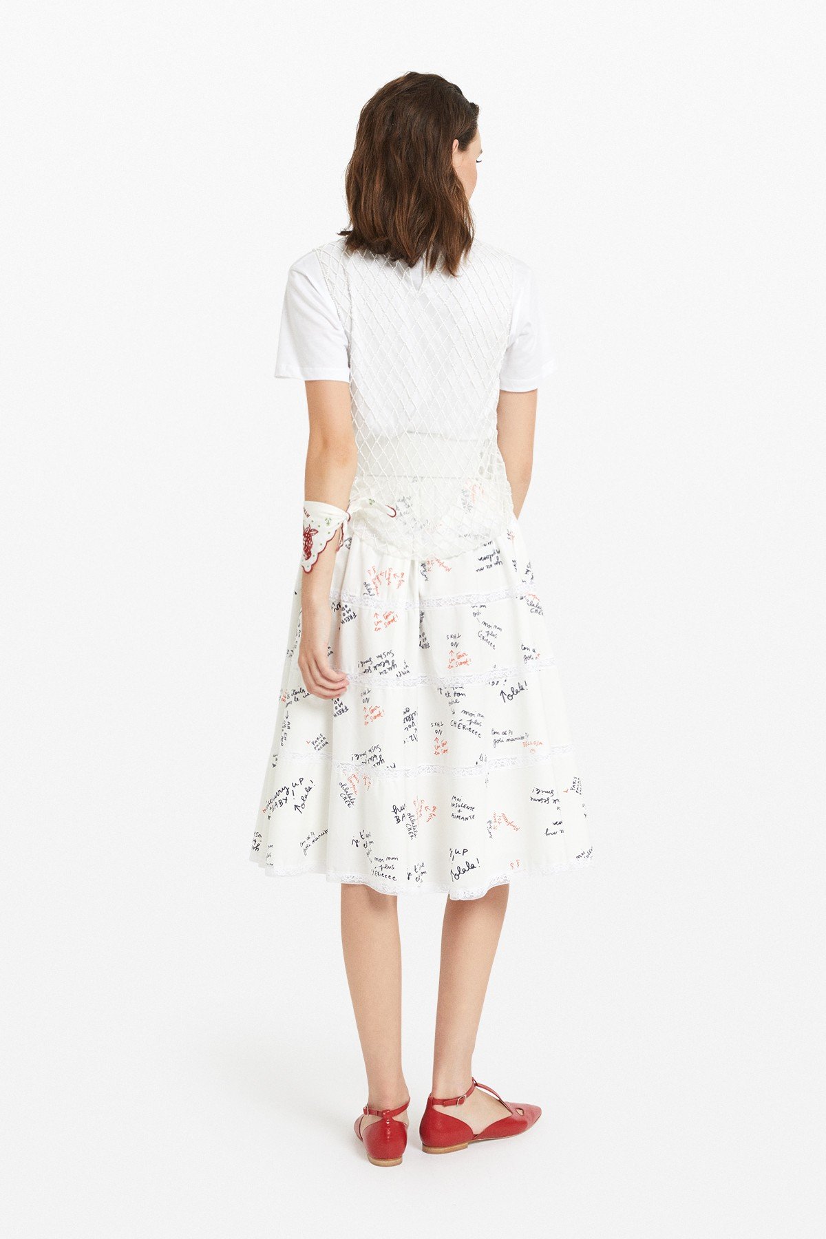 Cotton midi skirt with 'Word' print