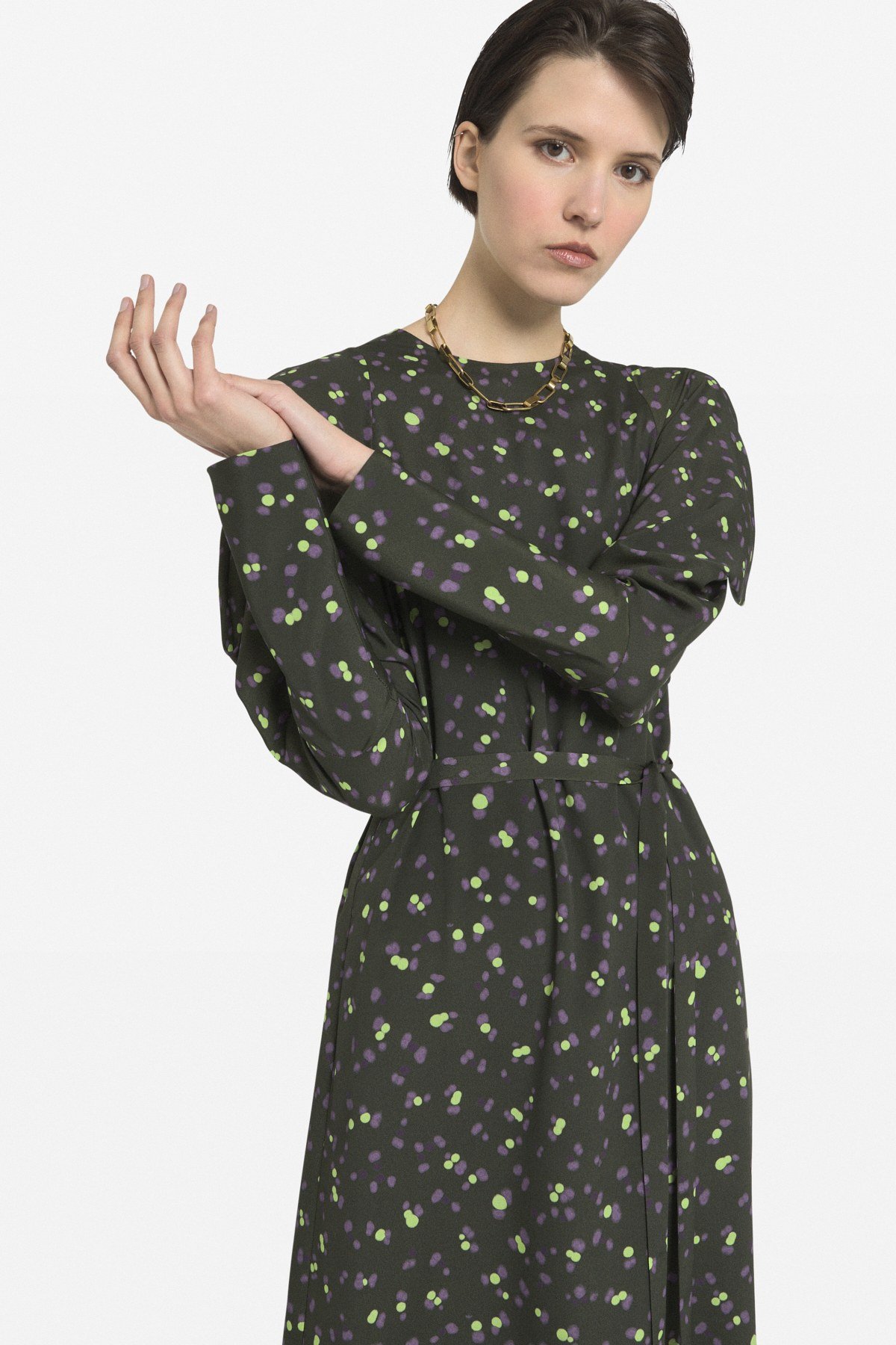 Midi dress with ruches