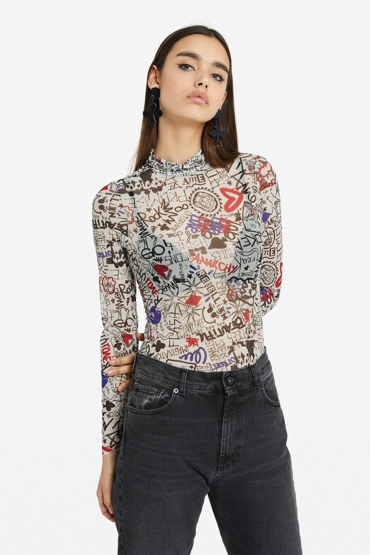 Polo neck, patterned printing