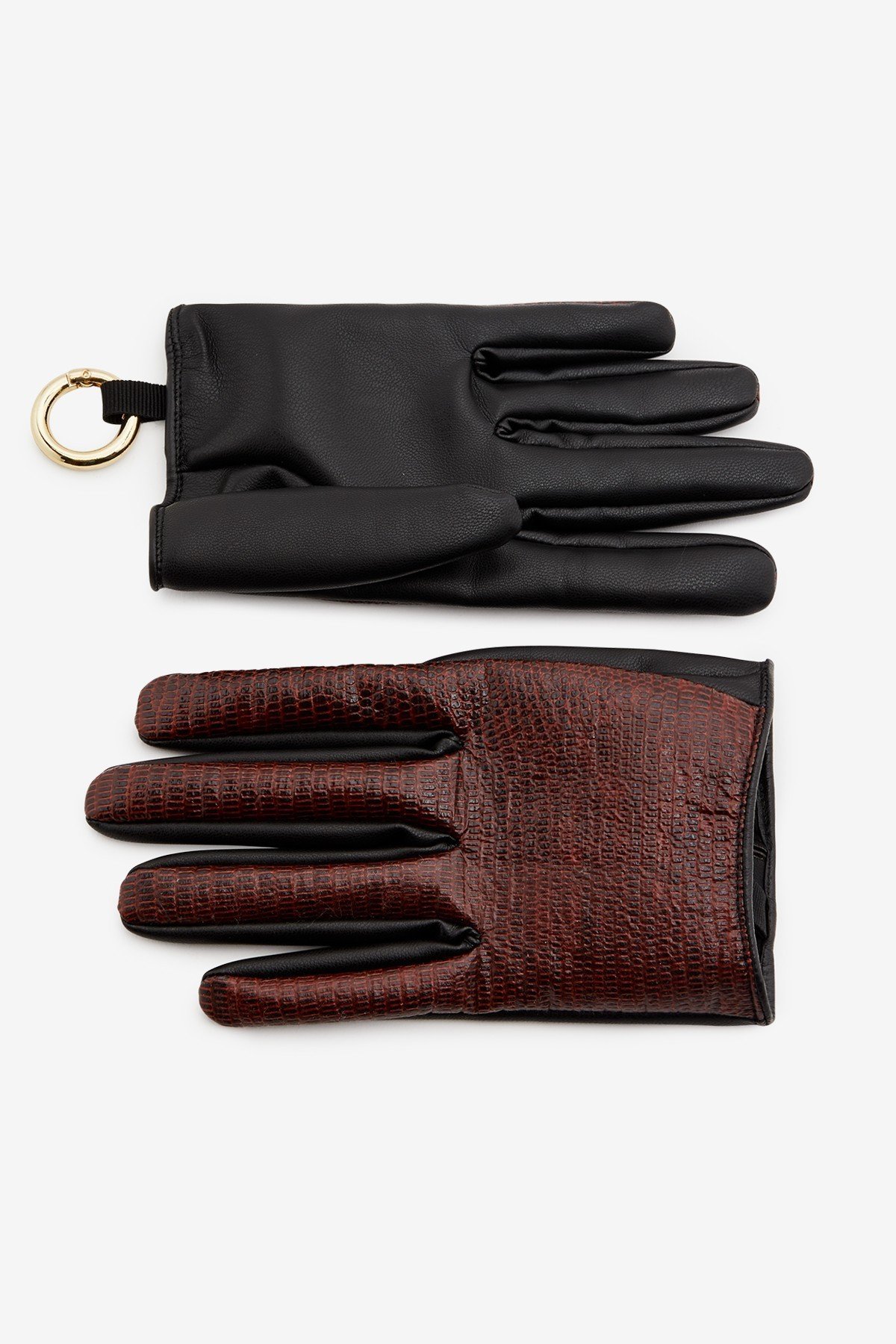 Faux leather gloves with python effect