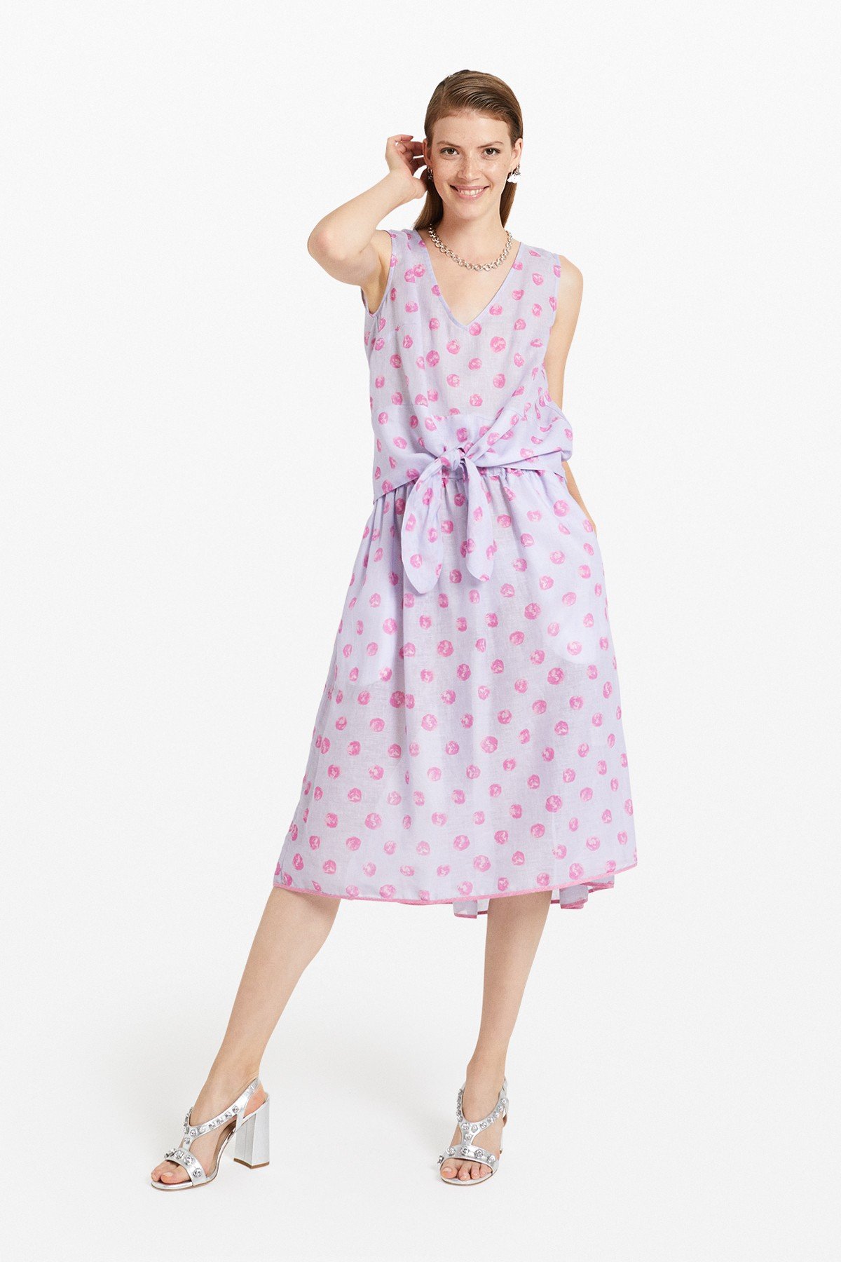 Midi skirt with polka dots' print
