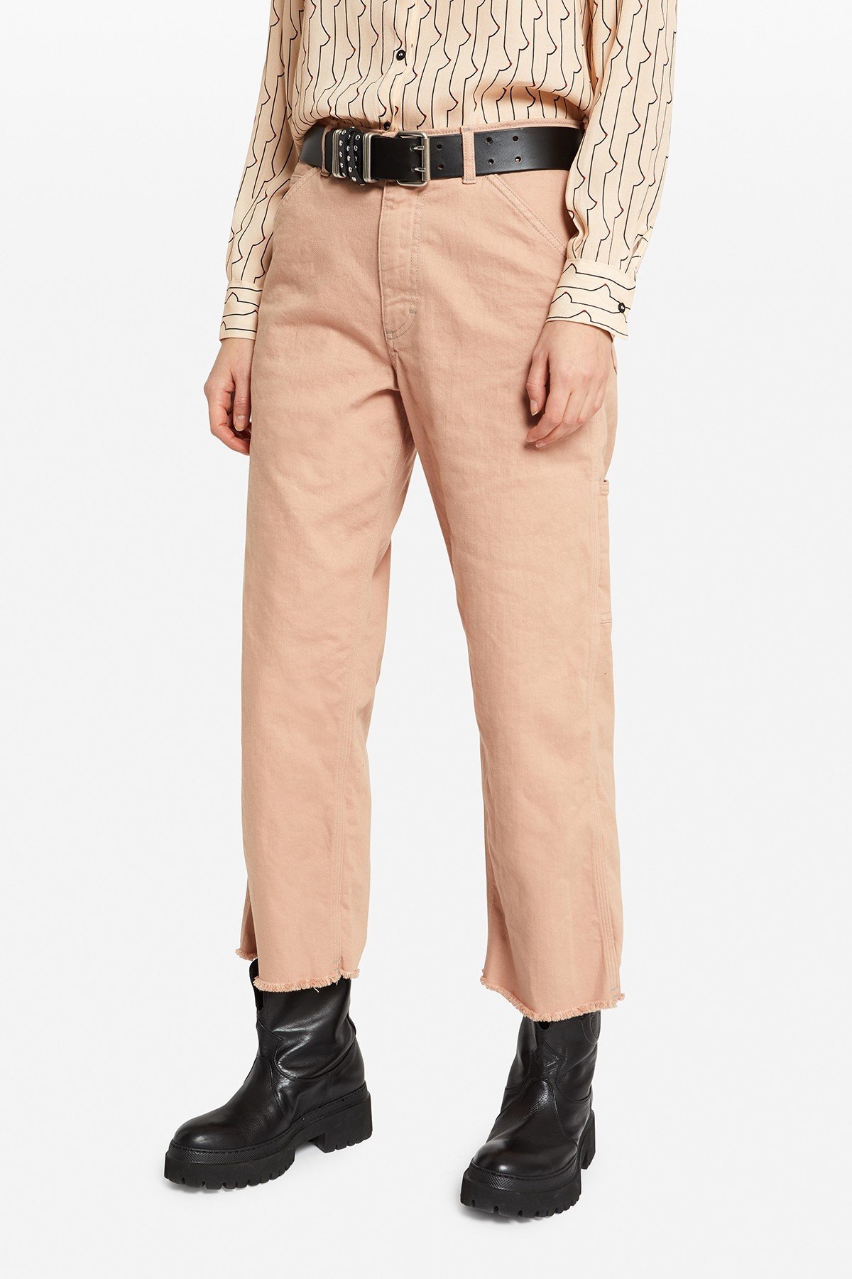 Cropped denim trousers