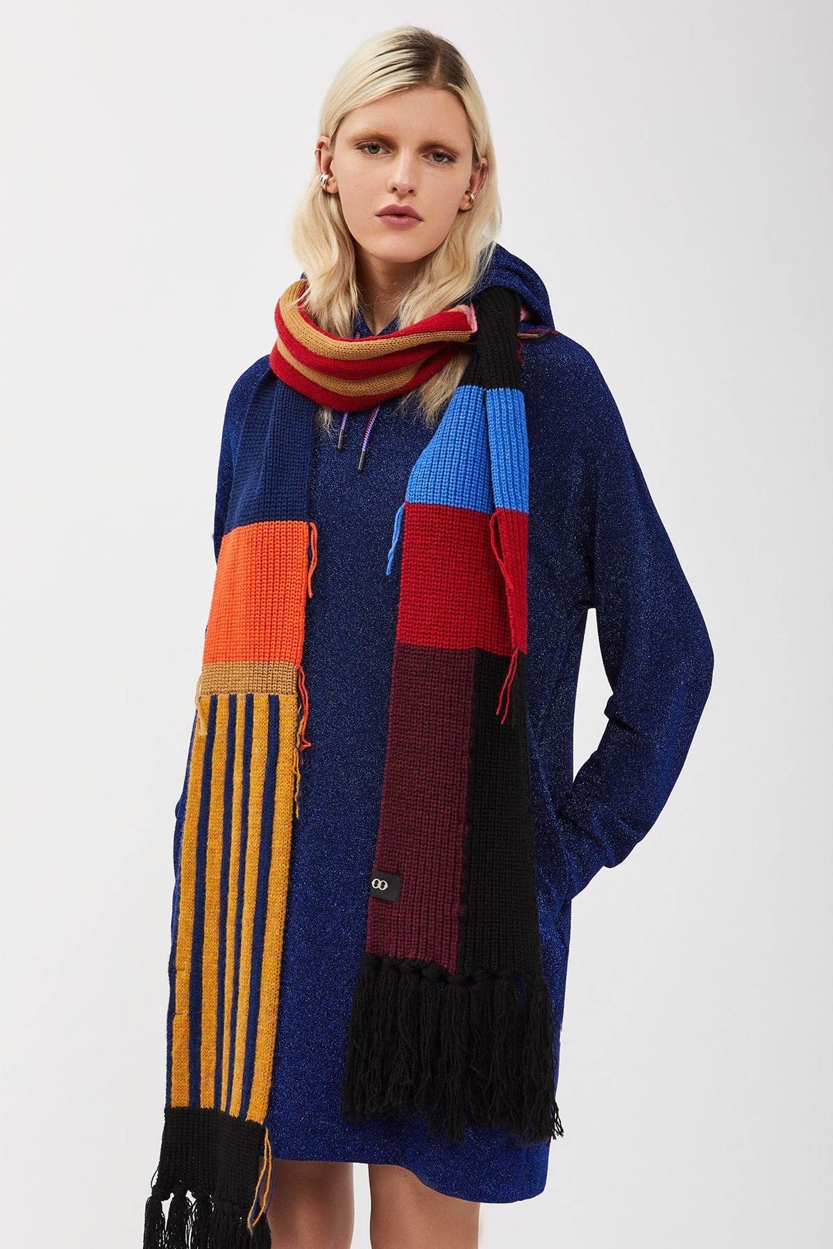 Wool-blend long scarf