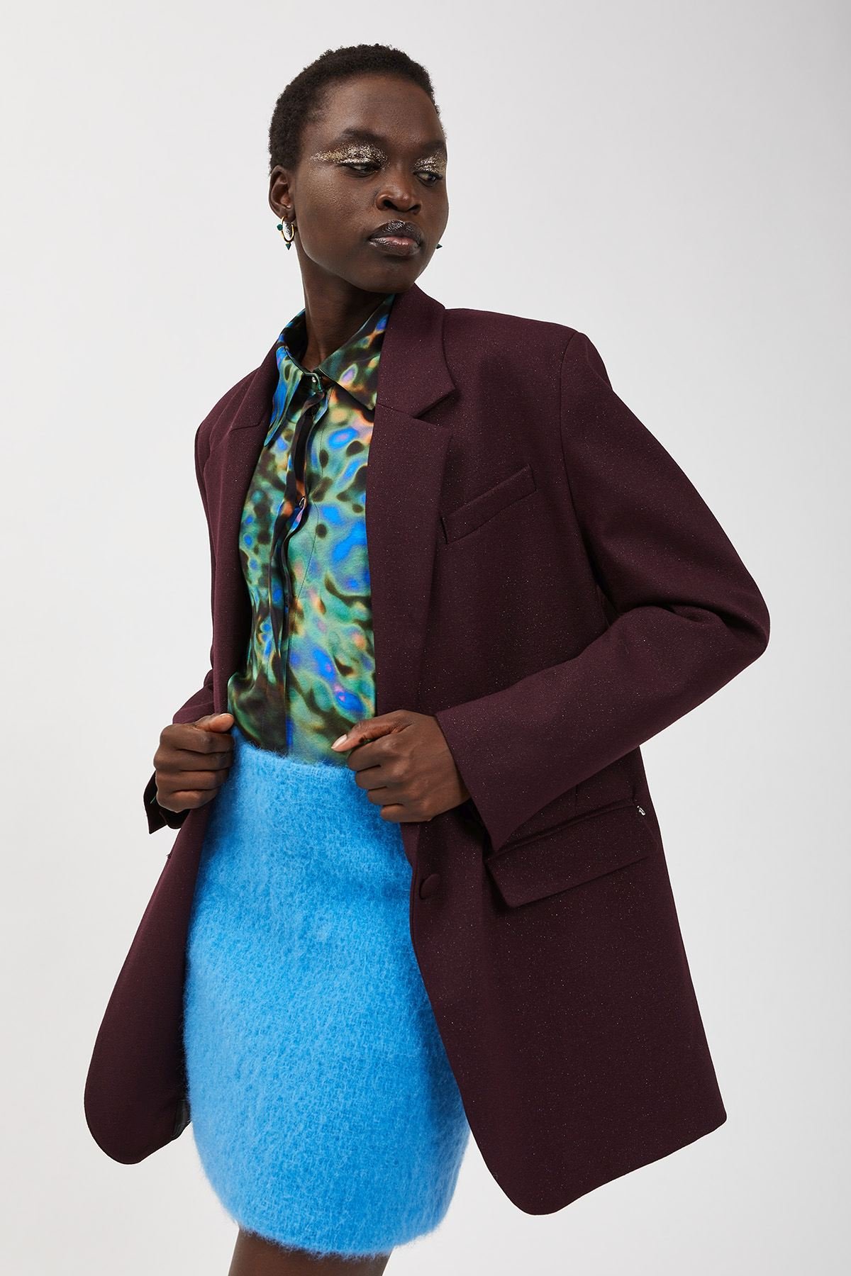 Wool-blend jacket with lurex