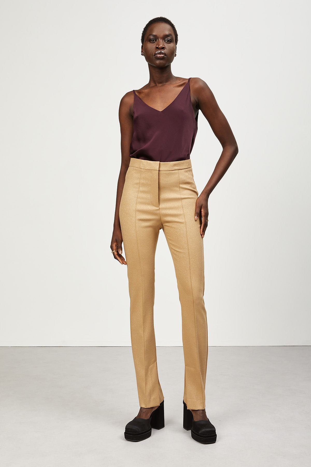 Ankle lenght trousers with lurex