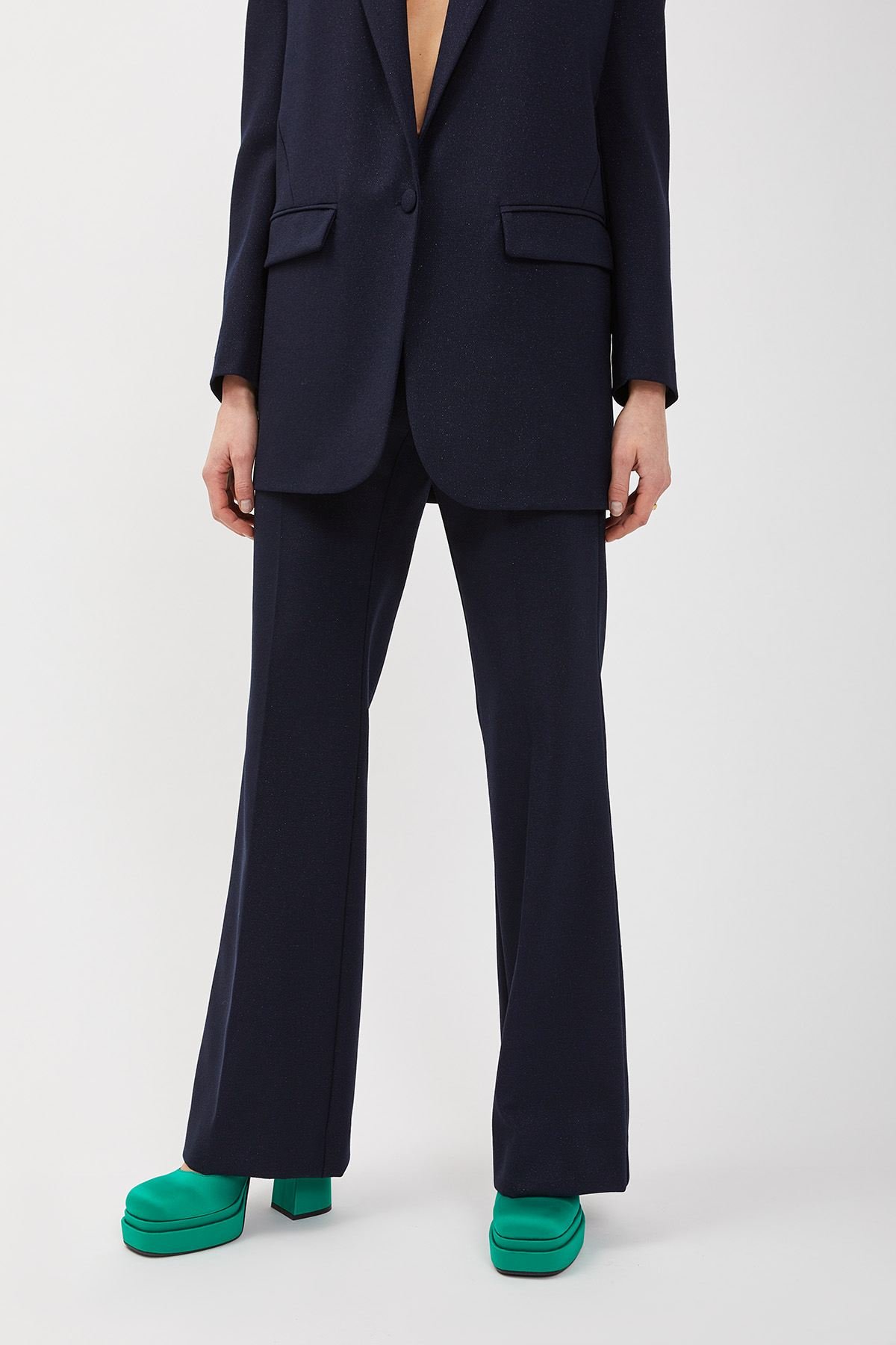 Flared trousers with lurex