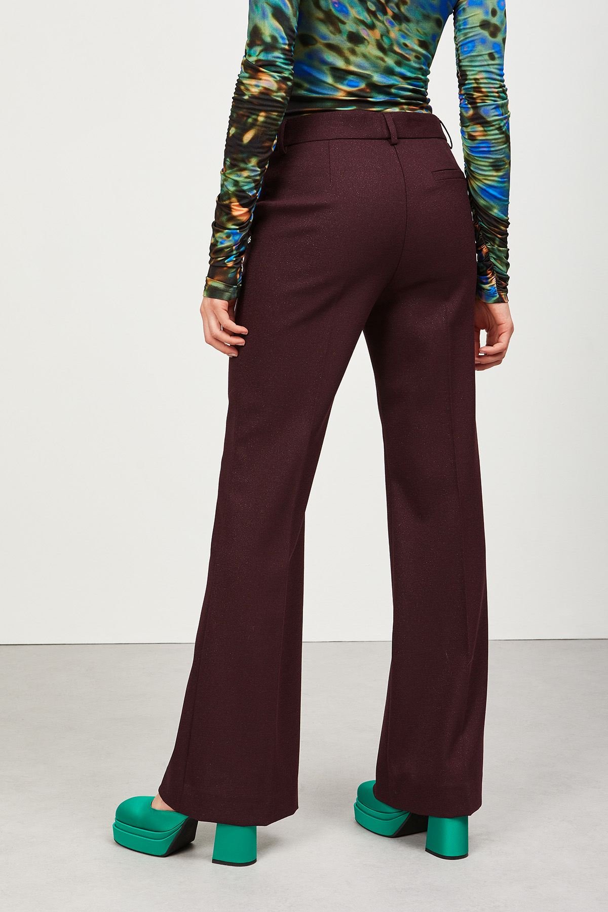 Flared trousers with lurex