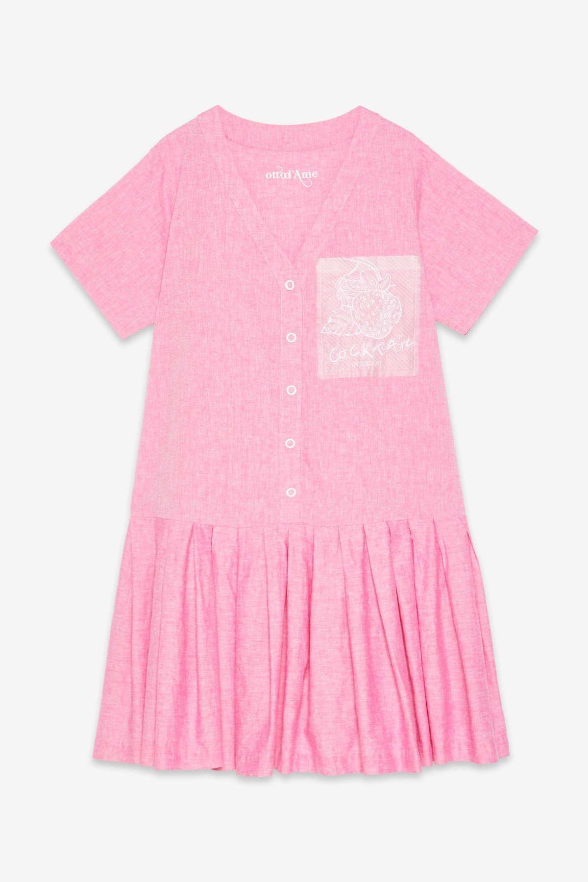 Cotton blend dress with pleated skirt