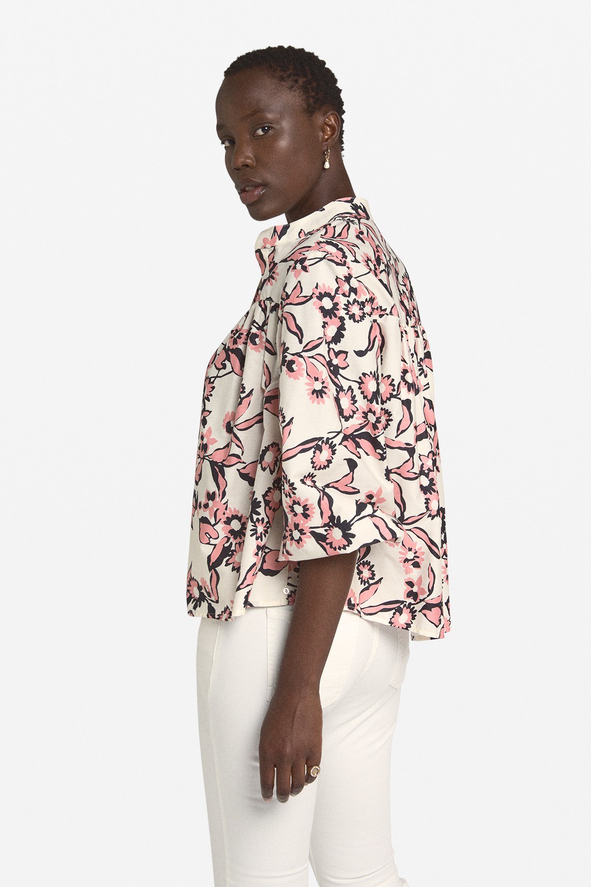 Cotton blouse with tucks