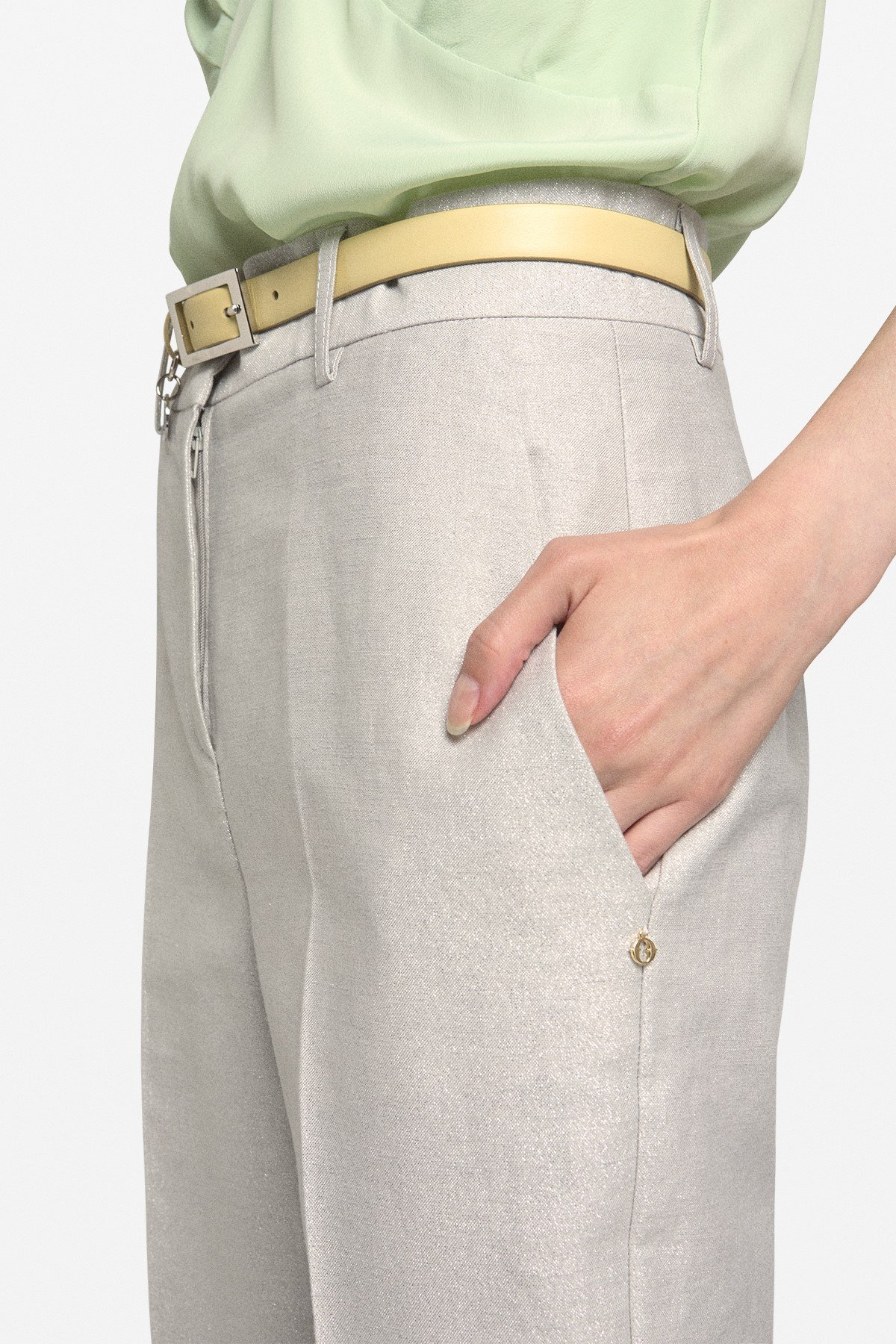 Linen blend cigarette trousers