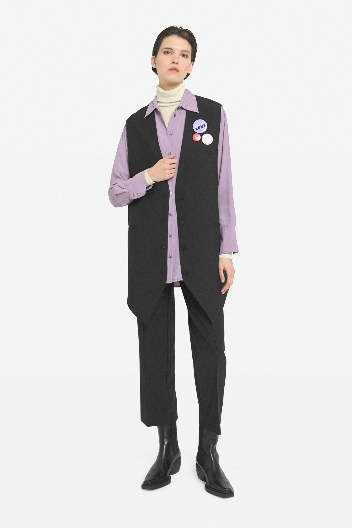 Oversized waistcoat with 3 buttons