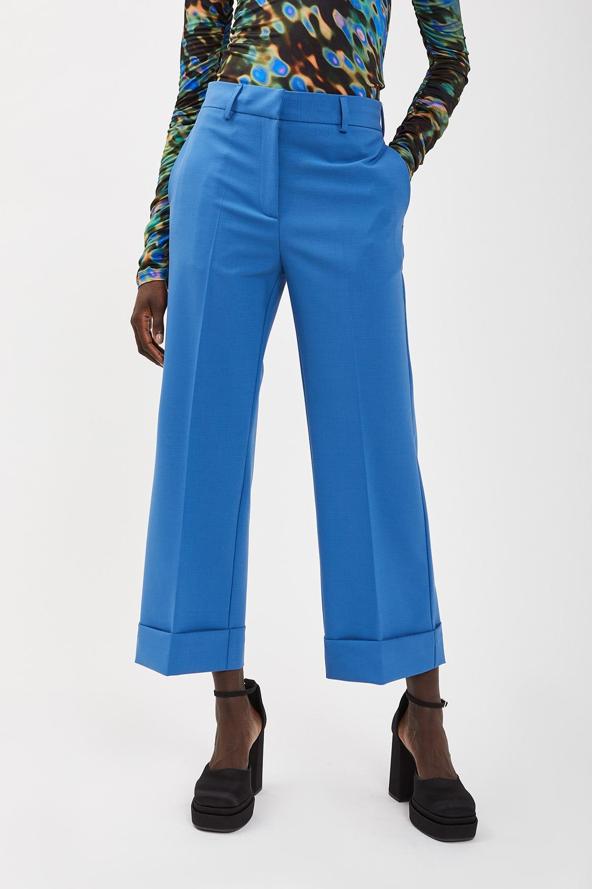 Wool-blend ankle lenght trousers