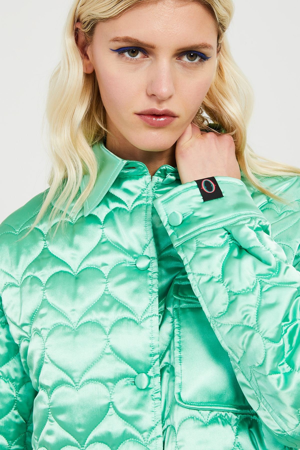 Heart-quilted shirt jacket