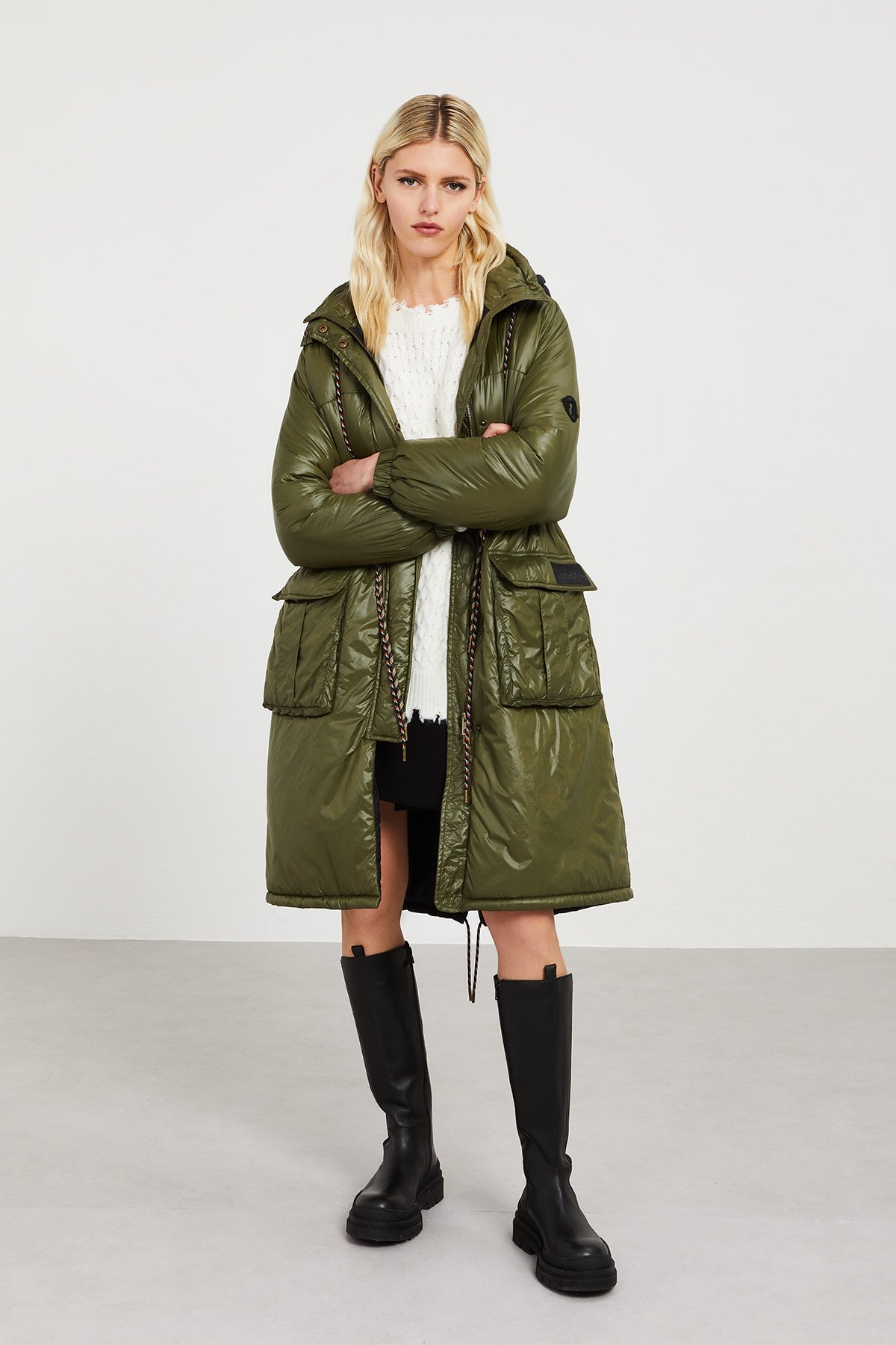 Waterproof parka-style puffer jacket