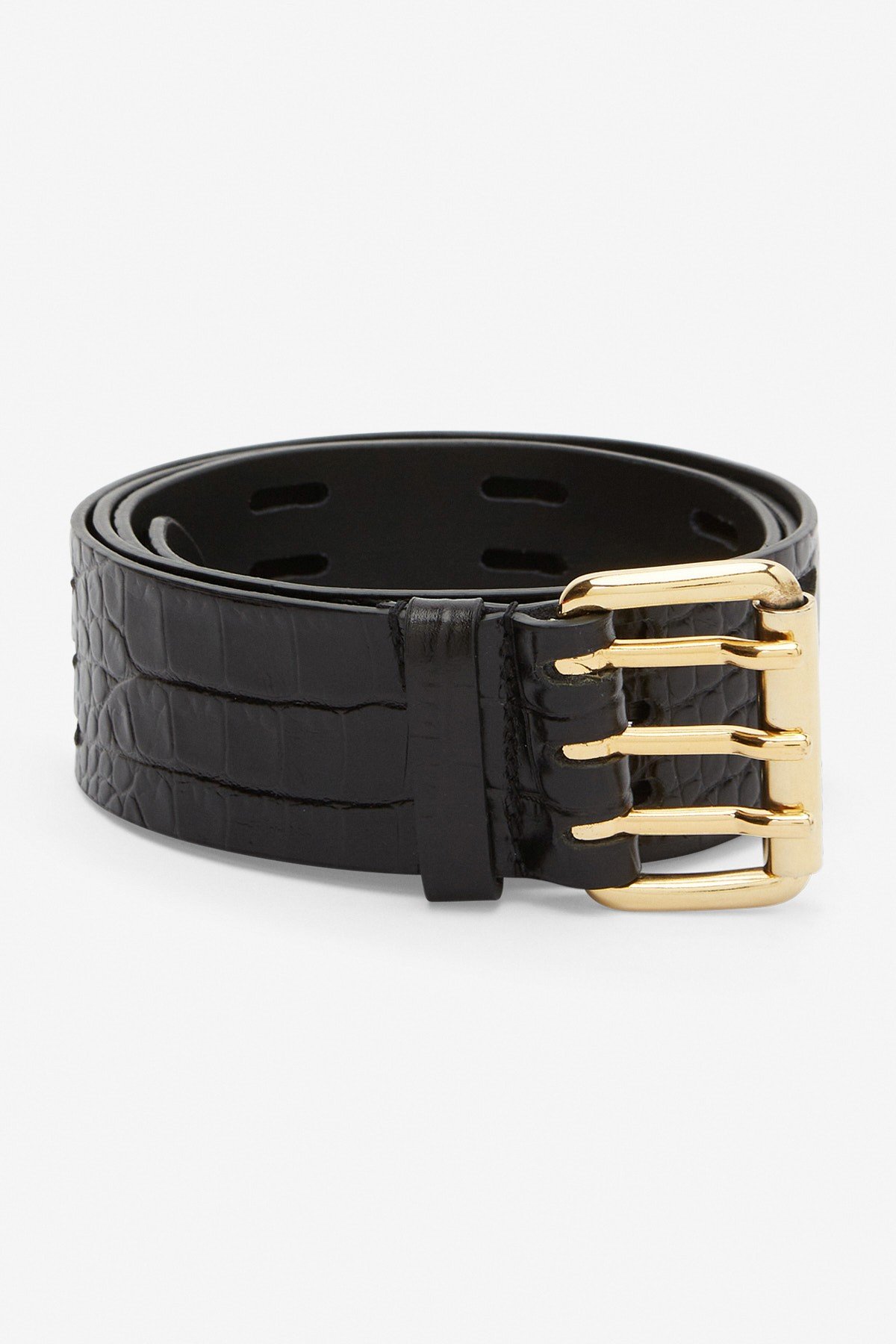 Pierced and thin leather belt