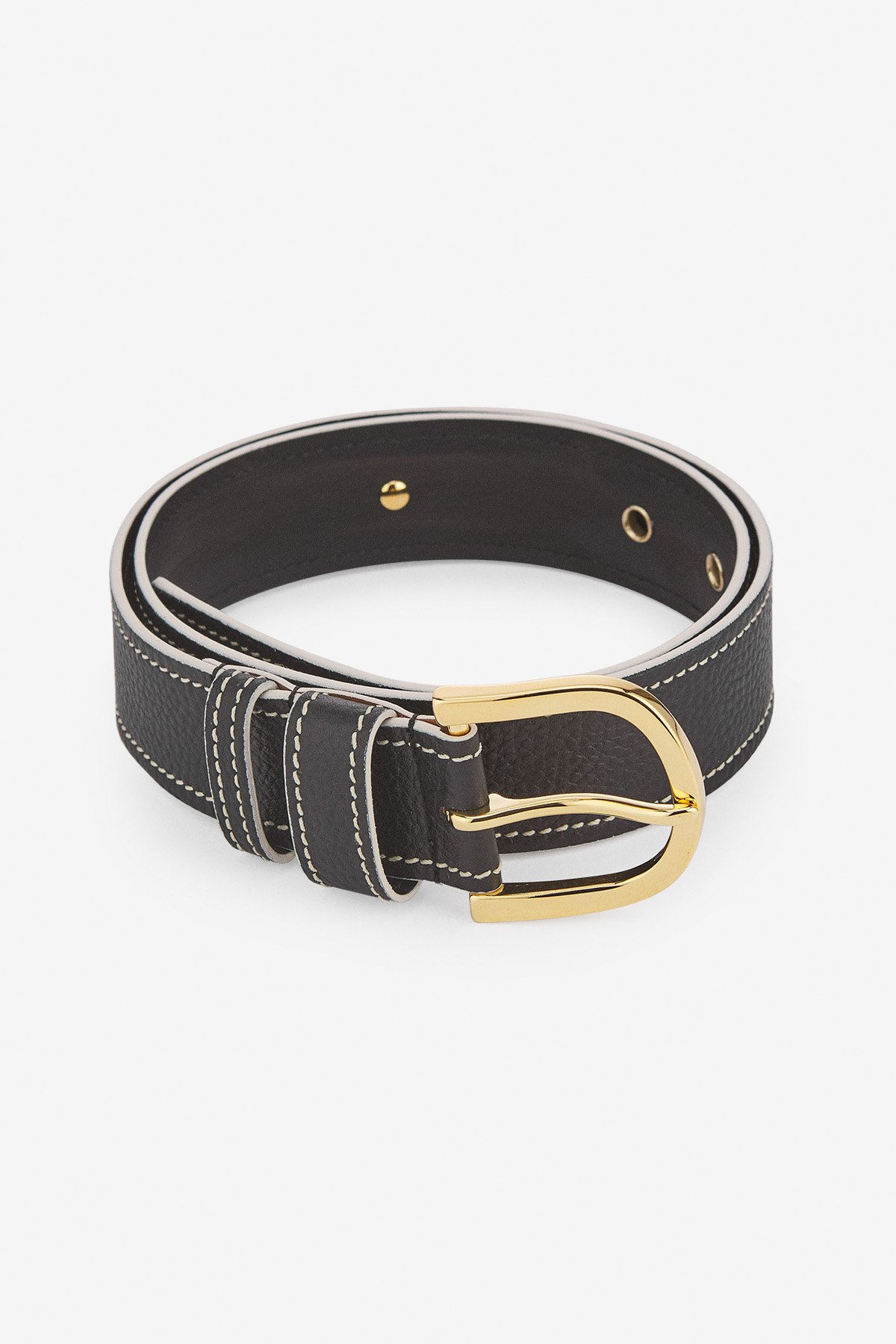 Leather belt with saddle stitches