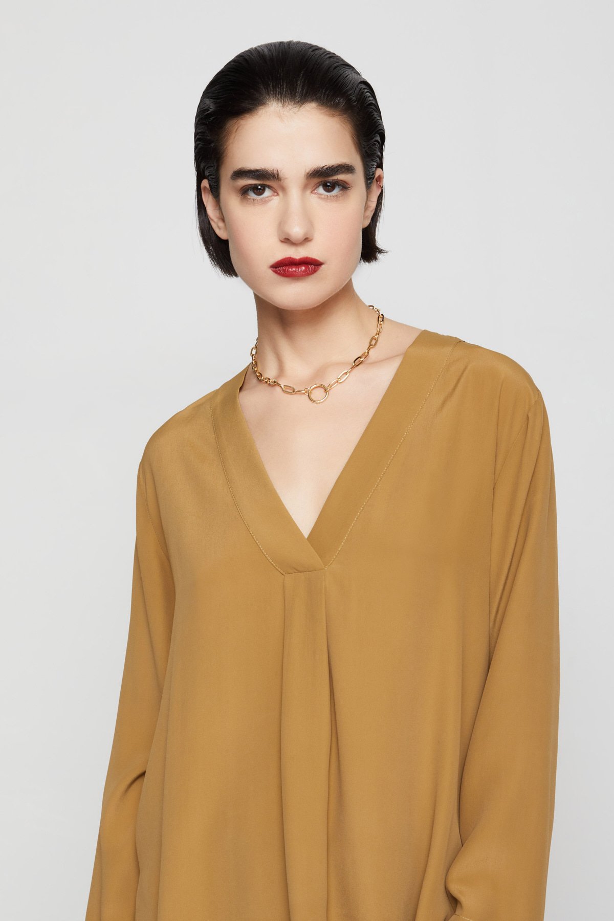 Silk-blend jumper with V-neck