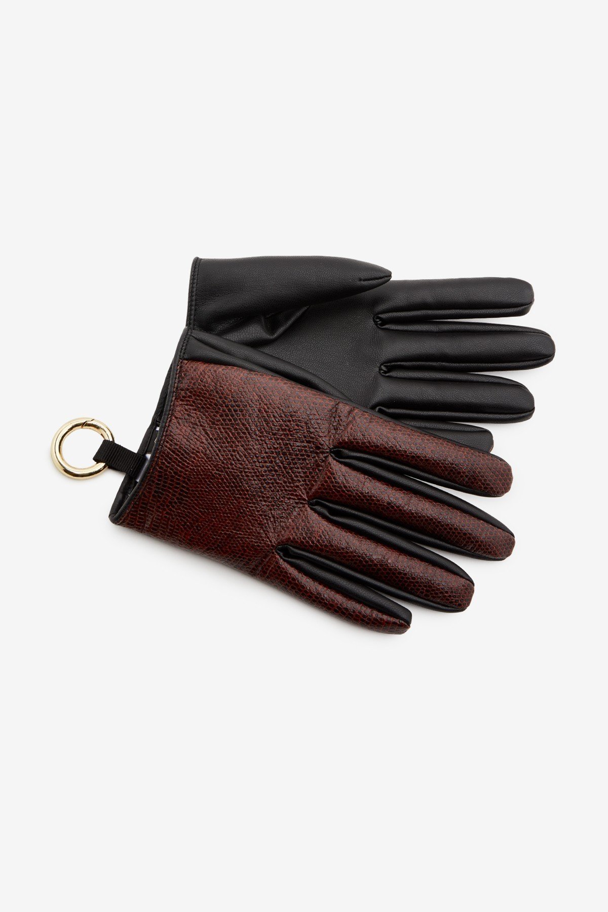 Faux leather gloves with python effect