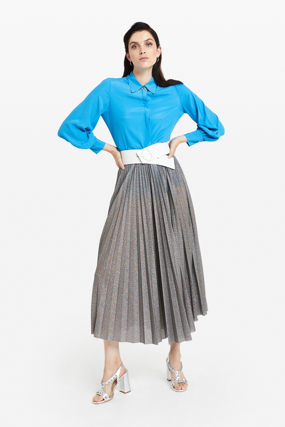 Pleated lurex skirt