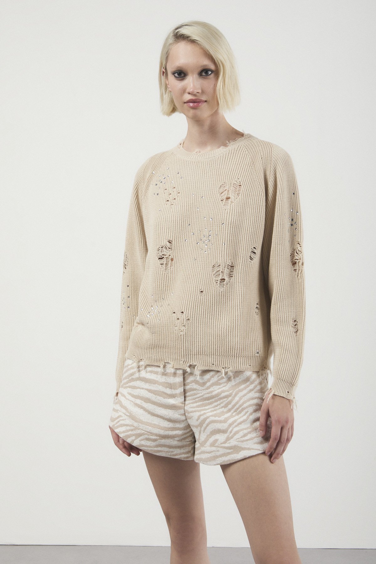 Cotton sweater with strass