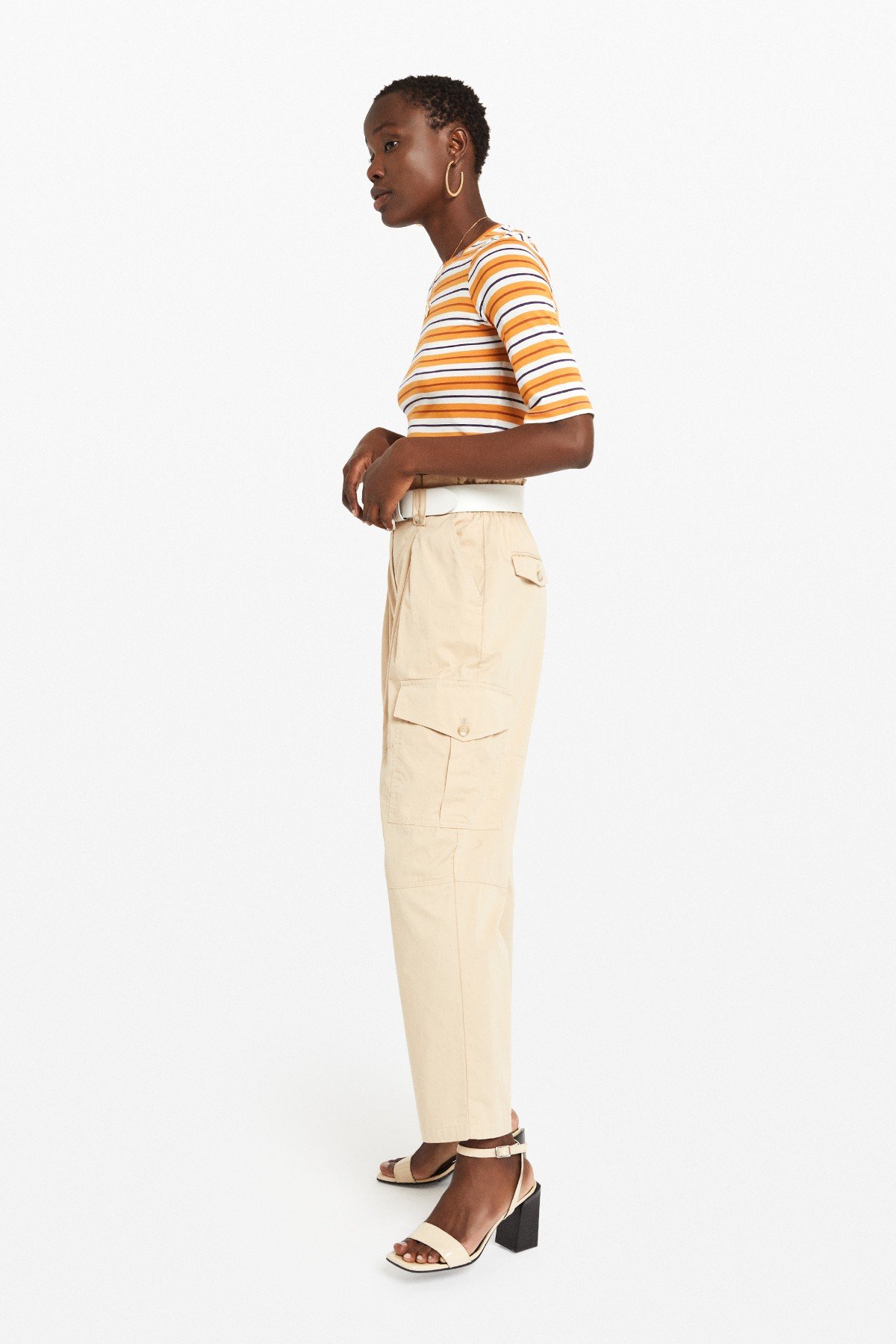 Cotton high-waist trousers